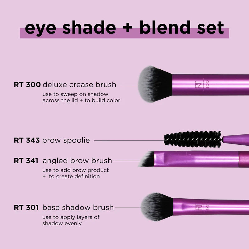 Real Techniques Eye Shade + Blend Dual Ended Brow Brushes (300, 343, 341, 301)