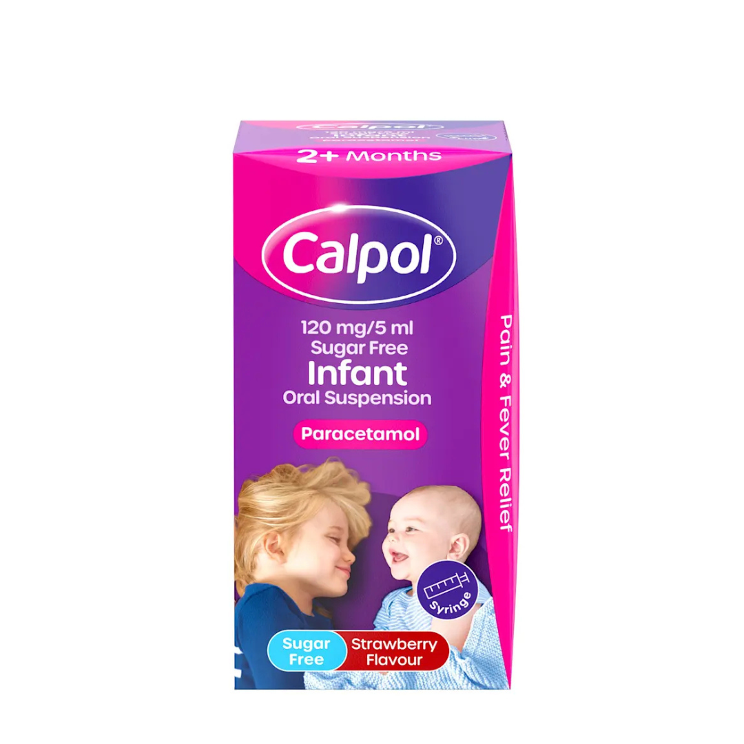 Calpol Infant 2+ Months Sugar Free Oral Suspension with Dosing Syringe (Strawberry) 60ml