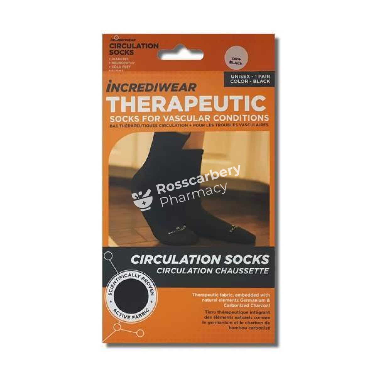 Incrediwear Therapeutic Circulation Socks - Black Supports & Compression Hoisery