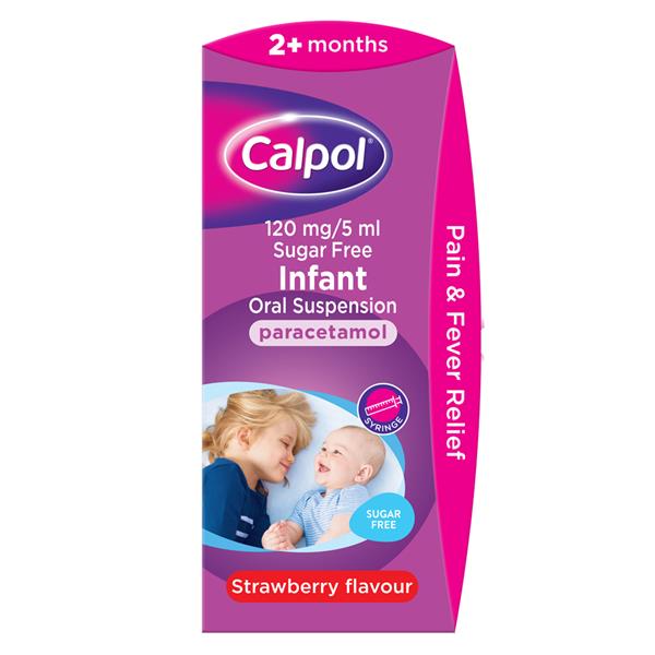 Calpol Infant 2+ Months Sugar Free Oral Suspension with Dosing Syringe (Strawberry) 140ml