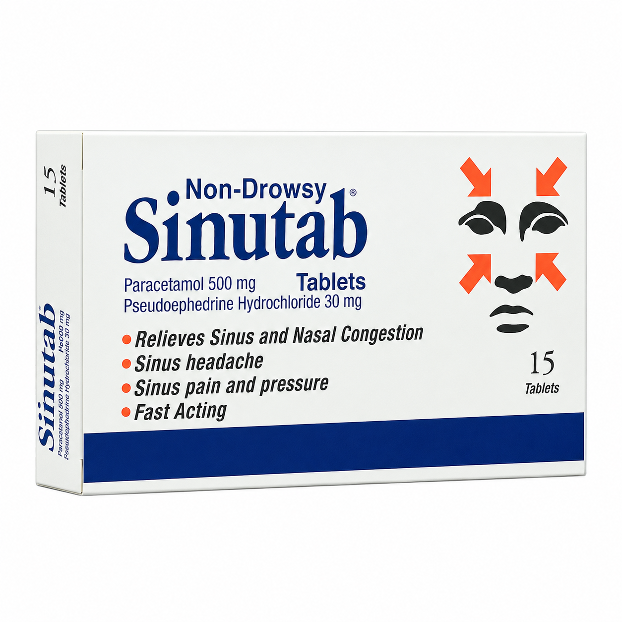 Sinutab Non-Drowsy 500mg/30mg Tablets