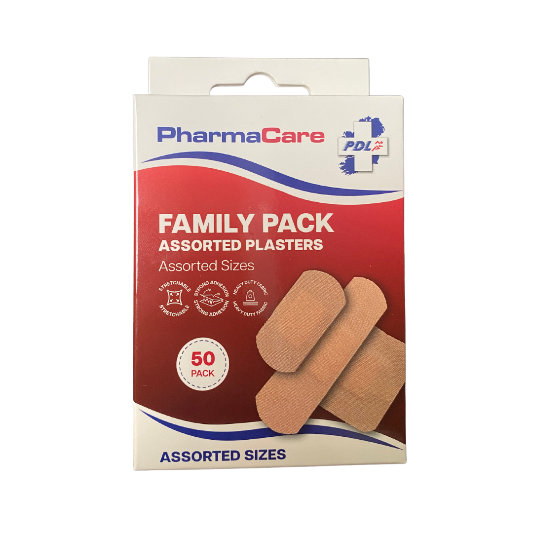 PharmaCare Family Pack Assorted Plaster Sizes (50 pack)