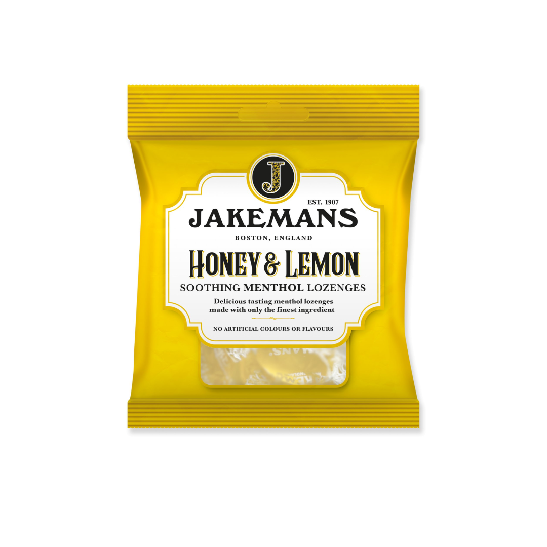 JAKEMANS Honey &amp; Lemon Menthol - Soothing Menthol Sweets