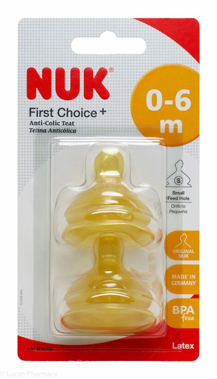 NUK First Choice No Colic Teat Latex  0-6 month