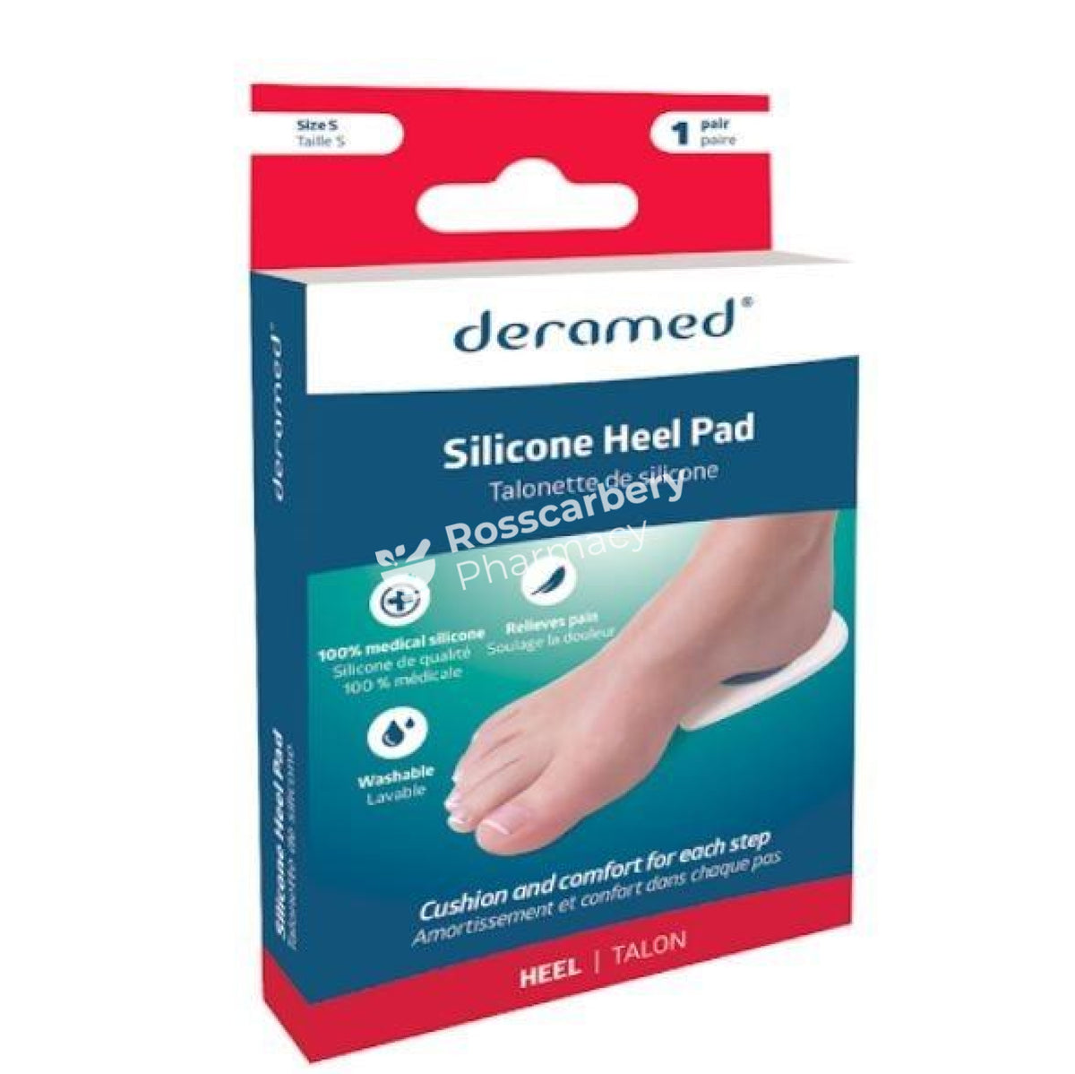 Deramed Silicone Heel Pad - 1 Pair Small Dry Skin &amp; Cracked Heels