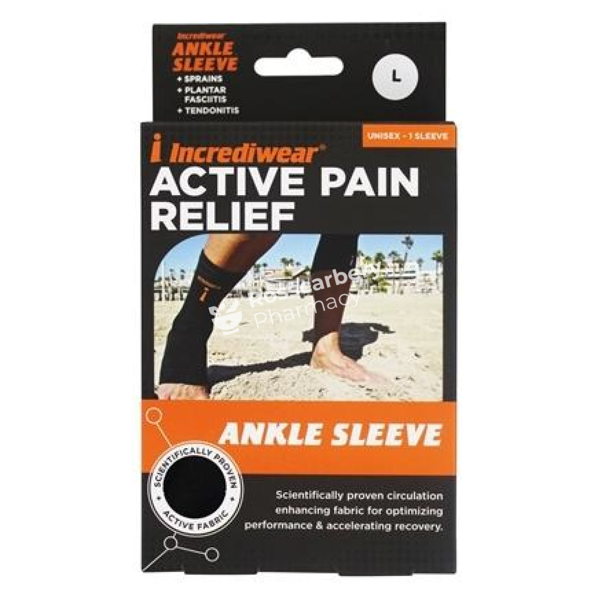 Incrediwear Active Pain Relief Ankle Sleeve - Black 1 / Large Supports &amp; Compression Hoisery
