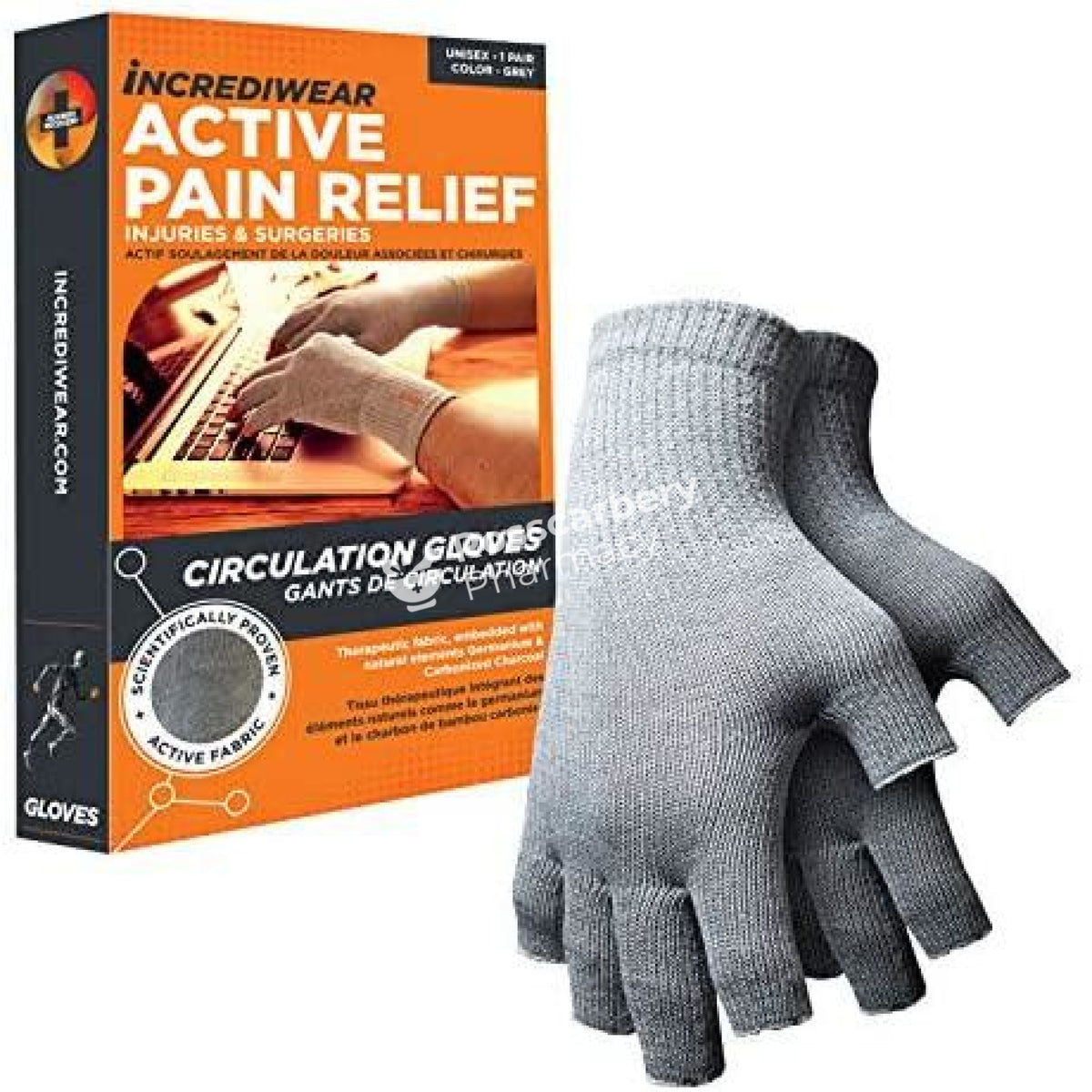 Incrediwear Active Pain Relief Circulation Gloves - Grey Supports &amp; Compression Hoisery