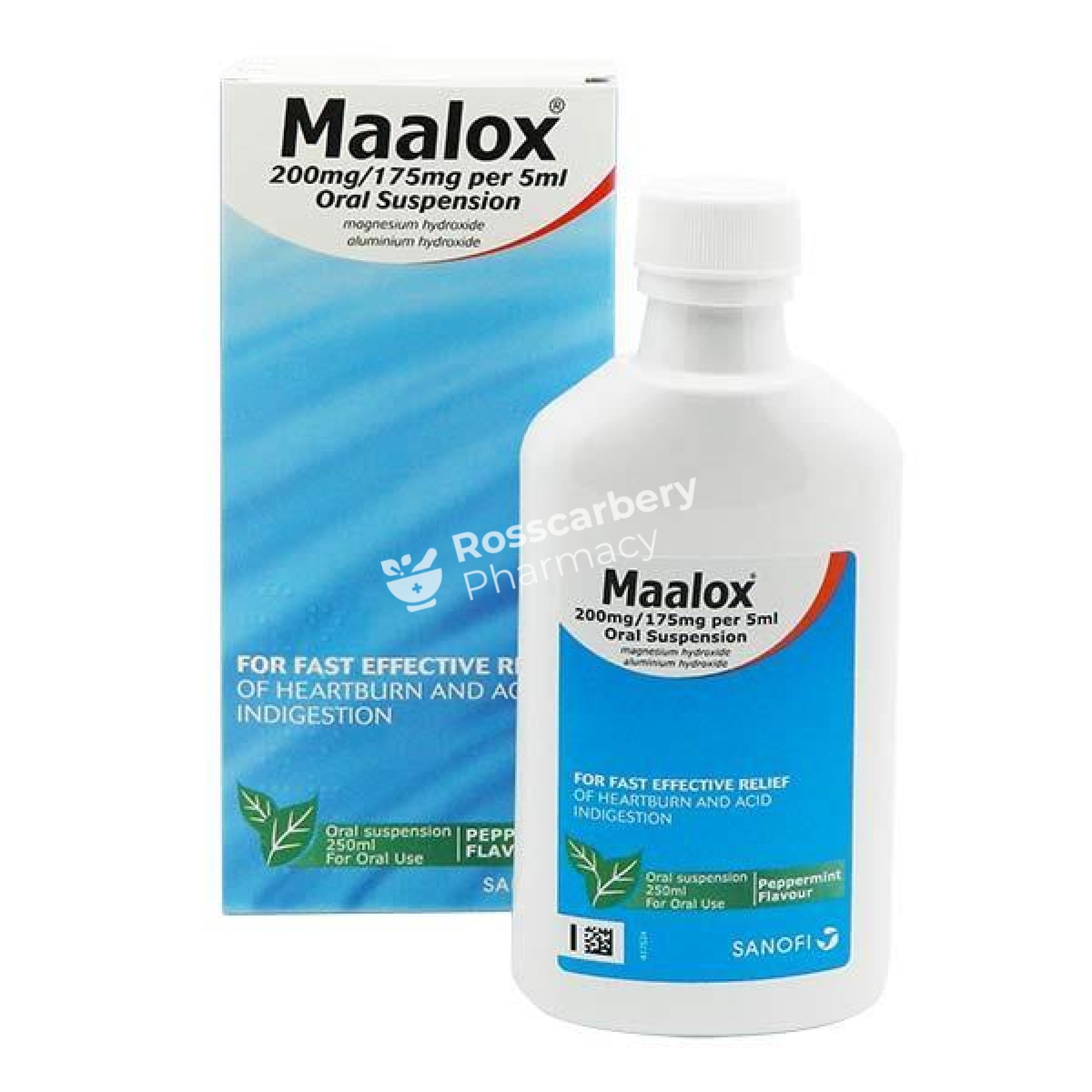 Maalox 200Mg/175Mg Per 5Ml Oral Suspension - Peppermint Flavour Acid Indigestion & Reflux