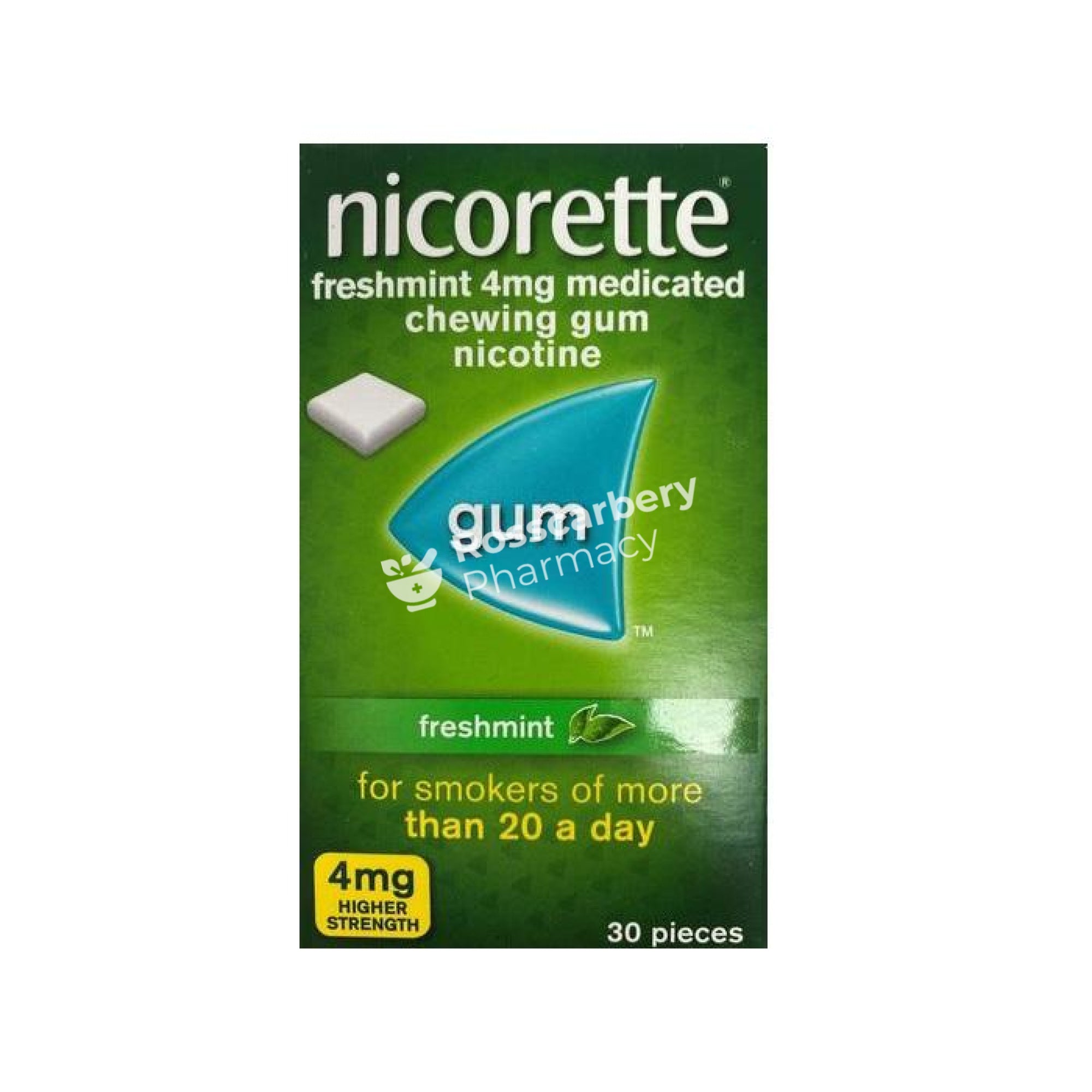 Nicorette 4Mg High Strength Medicated Chewing Gum 30Pieces / Freshmint Nicotine