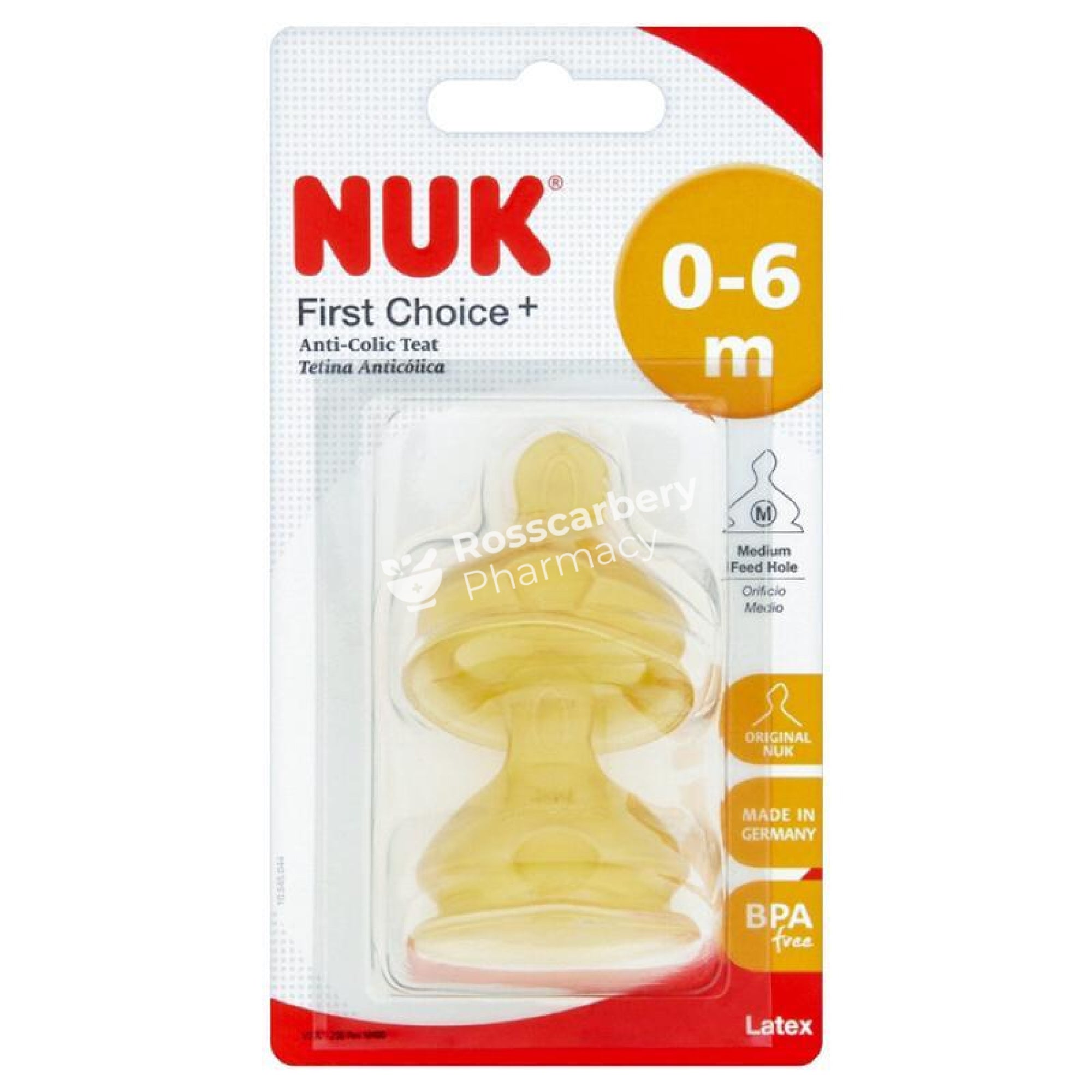 Nuk First Choice+ Anti-Colic Teat 0-6M Latex Teats