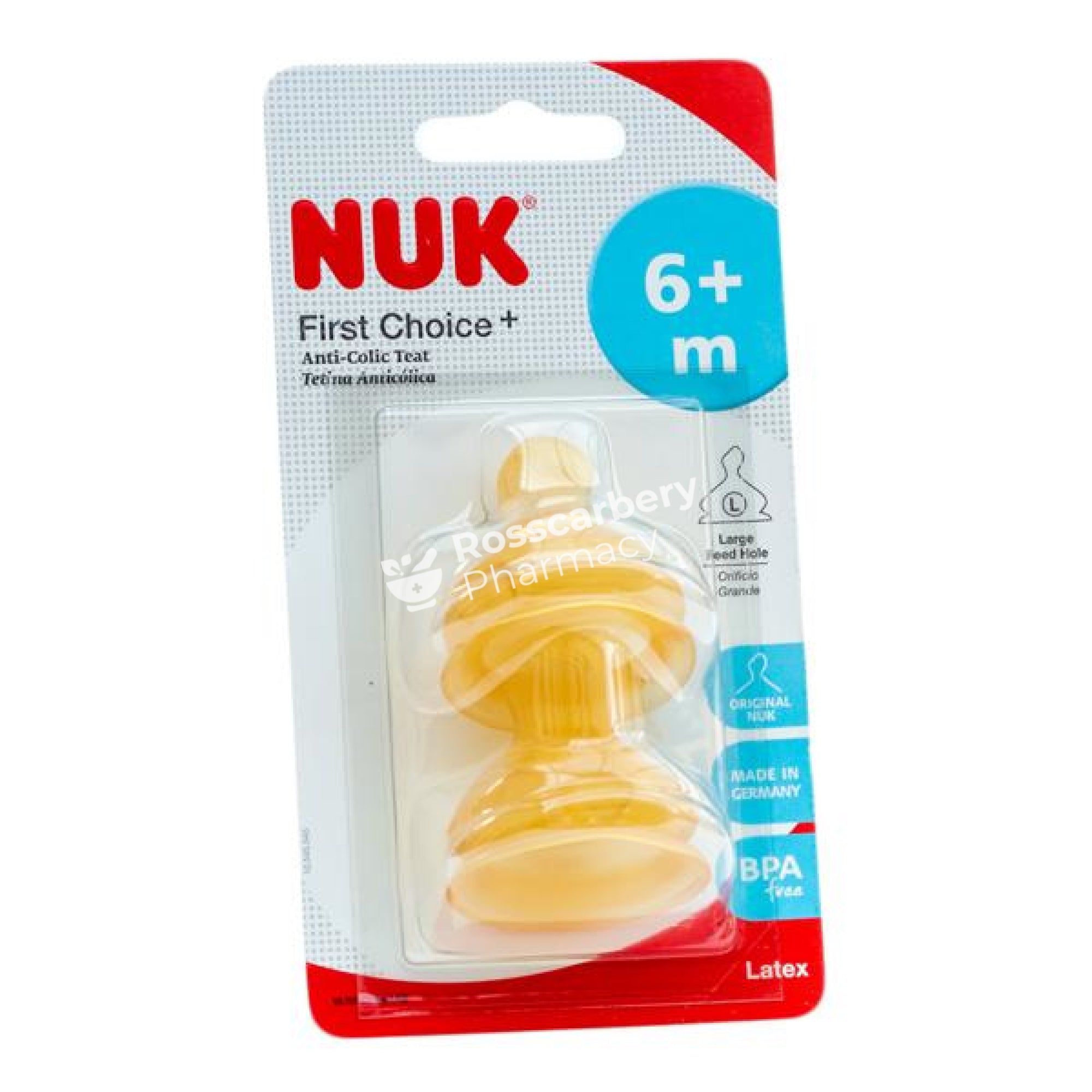 Nuk First Choice+ Anti-Colic Teat 6M+ Latex Teats