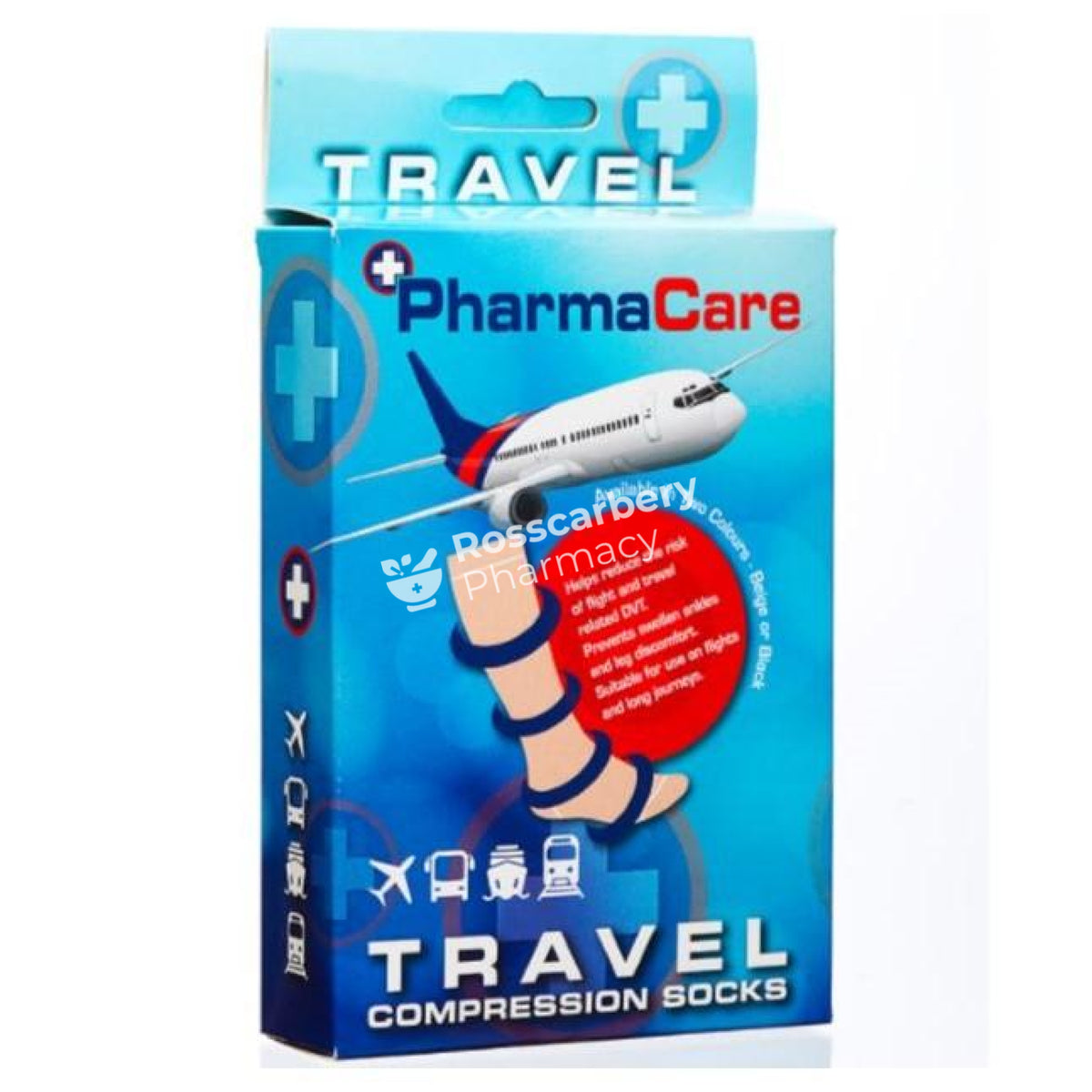 Pharmacare Travel Compression Socks 1 Pair - Beige Bandages Dressings &amp; Plasters